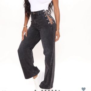 Brand new fashion nova black chain jeans